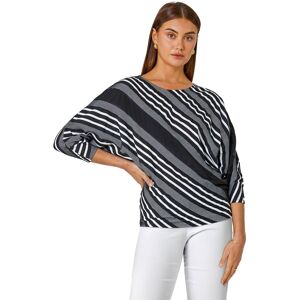 Roman Women's Relaxed Stripe Print Stretch Top in Black Size: 10 Black 10 Roman Women's Relaxed Stripe Print Stretch Top in Black Size: 10 Black 10