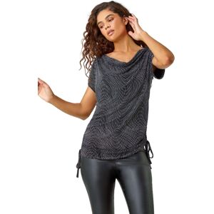 Roman Women's Glitter Print Cowl Neck Stretch Top in Silver Size: 18 Silver 18 Roman Women's Glitter Print Cowl Neck Stretch Top in Silver Size: 18 Silver 18