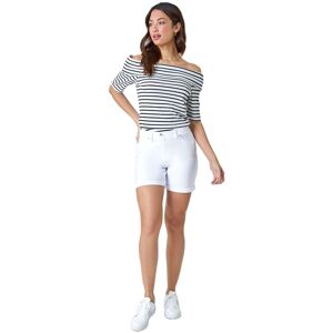 Roman Women's Stretch Elastic Waist Turn Up Shorts in White Size: 20 White 20 Roman Women's Stretch Elastic Waist Turn Up Shorts in White Size: 20 White 20