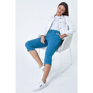 Roman Women's Cotton Blend Cropped Chino Trousers in Blue Size: 18 Blue 18 Roman Women's Cotton Blend Cropped Chino Trousers in Blue Size: 18 Blue 18