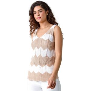 Roman Women's Chevron Stripe Knit Top in Natural Size: 16 Natural 16 Roman Women's Chevron Stripe Knit Top in Natural Size: 16 Natural 16