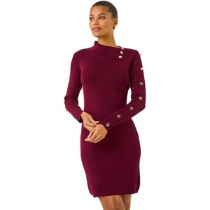 Roman Women's Button Detail Roll Neck Jumper Dress in Wine Size: 20 Wine 20 Roman Women's Button Detail Roll Neck Jumper Dress in Wine Size: 20 Wine 20