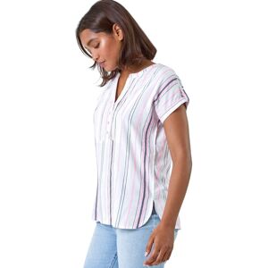 Roman Women's Stripe Print Button Detail V-Neck Top in Pink Size: 20 Pink 20 Roman Women's Stripe Print Button Detail V-Neck Top in Pink Size: 20 Pink 20