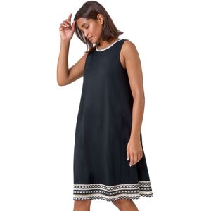 Roman Women's Embroidered Trim Stretch Jersey Shift Dress in Black Size: 18 Black 18 Roman Women's Embroidered Trim Stretch Jersey Shift Dress in Black Size: 18 Black 18