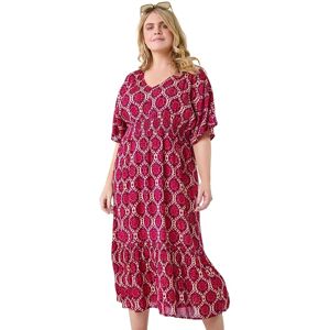 Roman Women's Curve Geo Shimmer Stripe Shirred Midi Dress in Purple Size: 18 Purple 18 Roman Women's Curve Geo Shimmer Stripe Shirred Midi Dress in Purple Size: 18 Purple 18