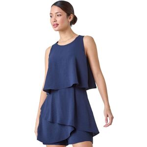 Roman Women's Textured Plain Tiered Playsuit in Navy Size: 18 Navy 18 Roman Women's Textured Plain Tiered Playsuit in Navy Size: 18 Navy 18
