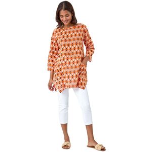 Roman Women's Cotton Geometric Pocket Longline Tunic Top in Orange Size: 14 Orange 14 Roman Women's Cotton Geometric Pocket Longline Tunic Top in Orange Size: 14 Orange 14
