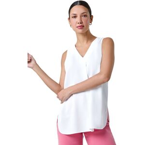 Roman Women's V-Neck Sleeveless Vest Pleat Top in Ivory Size: 10 Ivory 10 Roman Women's V-Neck Sleeveless Vest Pleat Top in Ivory Size: 10 Ivory 10