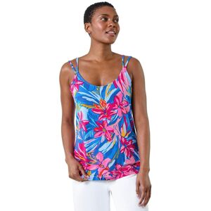 Roman Women's Tropical Floral V-Neck Strap Detail Cami Top in Pink Size: 14 Pink 14 Roman Women's Tropical Floral V-Neck Strap Detail Cami Top in Pink Size: 14 Pink 14