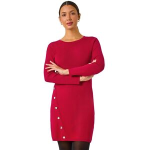 Roman Women's Side Button Detail Knitted Dress in Red Size: 20 Red 20 Roman Women's Side Button Detail Knitted Dress in Red Size: 20 Red 20