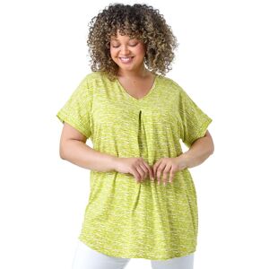 Roman Women's Curve Pleat Front Printed V-Neck Stretch Top in Lime Size: 26-28 Lime 26-28 Roman Women's Curve Pleat Front Printed V-Neck Stretch Top in Lime Size: 26-28 Lime 26-28
