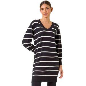Roman Women's Stripe V-Neck Knit Jumper Dress in Black Size: 18 Black 18 Roman Women's Stripe V-Neck Knit Jumper Dress in Black Size: 18 Black 18