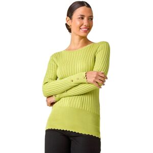Roman Women's Button Detail Ribbed Longline Jumper in Green Size: 16 Green 16 Roman Women's Button Detail Ribbed Longline Jumper in Green Size: 16 Green 16