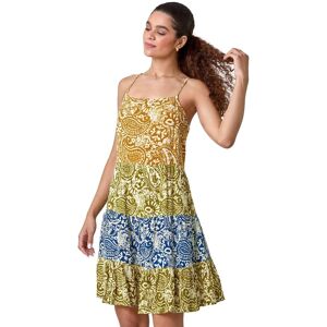 Roman Women's Patchwork Paisley Print Tiered Dress in Amber Size: 20 Amber 20 Roman Women's Patchwork Paisley Print Tiered Dress in Amber Size: 20 Amber 20