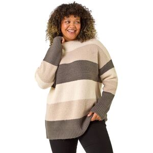 Roman Women's Curve Colour Block Stripe Knit Jumper in Natural Size: 20 Natural 20 Roman Women's Curve Colour Block Stripe Knit Jumper in Natural Size: 20 Natural 20