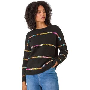 Roman Women's Shimmer Stripe Detail Knit Jumper in Black Size: 14 Black 14 Roman Women's Shimmer Stripe Detail Knit Jumper in Black Size: 14 Black 14