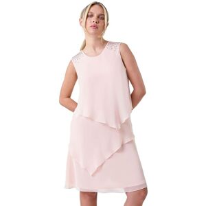 Roman Women's Petite Embellished Chiffon Tiered Shift Dress in Light Pink Size: 8 Light Pink 8 Roman Women's Petite Embellished Chiffon Tiered Shift Dress in Light Pink Size: 8 Light Pink 8
