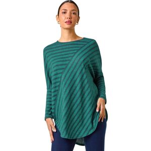 Roman Women's Contrast Stripe Stretch Jersey Top in Teal Size: 18 Teal 18 Roman Women's Contrast Stripe Stretch Jersey Top in Teal Size: 18 Teal 18