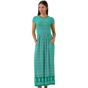 Roman Women's Paisley Relaxed Stretch Maxi Dress in Green Size: 12 Green 12 Roman Women's Paisley Relaxed Stretch Maxi Dress in Green Size: 12 Green 12