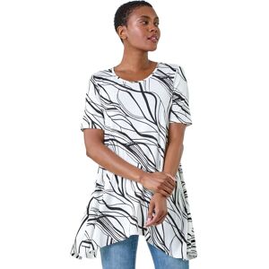 Roman Women's Abstract Hanky Hem Stretch Tunic Top in Ivory Size: 10 Ivory 10 Roman Women's Abstract Hanky Hem Stretch Tunic Top in Ivory Size: 10 Ivory 10