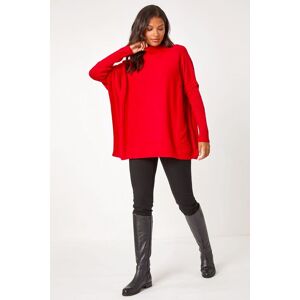 Roman Women's High Neck Longline Knit Jumper in Red Size: S/M Red S/M Roman Women's High Neck Longline Knit Jumper in Red Size: S/M Red S/M