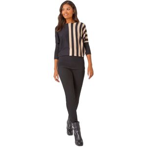 Roman Women's Contrast Stripe Print Knit Jumper in Black Size: 16 Black 16 Roman Women's Contrast Stripe Print Knit Jumper in Black Size: 16 Black 16