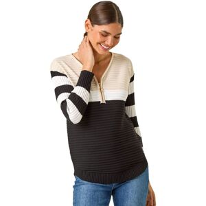 Roman Women's Colour Block Zip Knit Jumper in Black Size: 12 Black 12 Roman Women's Colour Block Zip Knit Jumper in Black Size: 12 Black 12