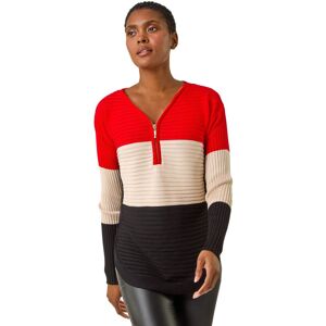 Roman Women's Colour Block Zip Front Knit Jumper in Red Size: 14 Red 14 Roman Women's Colour Block Zip Front Knit Jumper in Red Size: 14 Red 14
