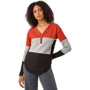 Roman Women's Colour Block Zip Front Knit Jumper in Orange Size: 14 Orange 14 Roman Women's Colour Block Zip Front Knit Jumper in Orange Size: 14 Orange 14