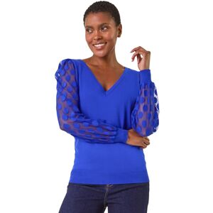 Roman Women's Polka Dot V-Neck Sleeve Knit Jumper in Royal Size: 14 Royal 14 Roman Women's Polka Dot V-Neck Sleeve Knit Jumper in Royal Size: 14 Royal 14