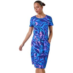 Roman Women's Petite Abstract Leaf Pocket Stretch Dress in Blue Size: 16 Blue 16 Roman Women's Petite Abstract Leaf Pocket Stretch Dress in Blue Size: 16 Blue 16