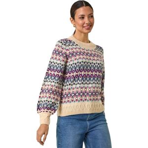 Roman Originals UK Teal Fairisle Jumper - Women’s Regular Fit Roman Originals UK Teal Fairisle Jumper - Women’s Regular Fit