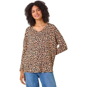 Roman Women's Animal Print V-Neck Tunic Stretch Top in Natural Size: 16 Natural 16 Roman Women's Animal Print V-Neck Tunic Stretch Top in Natural Size: 16 Natural 16