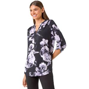 Roman Women's Floral Print Notch Neck Top in Lilac Size: 18 Lilac 18 Roman Women's Floral Print Notch Neck Top in Lilac Size: 18 Lilac 18