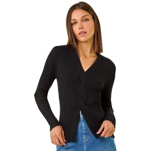 Roman Women's Cable Split Detail Rib Jumper in Black Size: 16 Black 16 Roman Women's Cable Split Detail Rib Jumper in Black Size: 16 Black 16