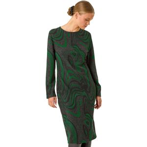 Roman Women's Textured Swirl Pattern Stretch Midi Dress in Green Size: 12 Green 12 Roman Women's Textured Swirl Pattern Stretch Midi Dress in Green Size: 12 Green 12