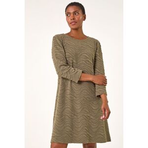 Roman Women's Wave Textured Stretch A-Line Dress in Khaki Size: 18 Khaki 18 Roman Women's Wave Textured Stretch A-Line Dress in Khaki Size: 18 Khaki 18