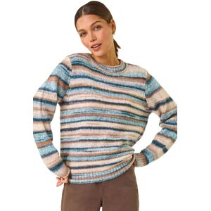 Roman Women's Wool Blend Striped Stretch Jumper in Mid Blue Size: 16 Mid Blue 16 Roman Women's Wool Blend Striped Stretch Jumper in Mid Blue Size: 16 Mid Blue 16