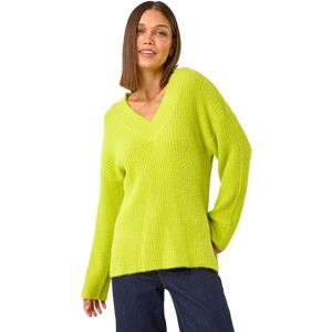 Roman Women's V-Neck Fluffy Knit Jumper in Lime Size: 14 Lime 14 Roman Women's V-Neck Fluffy Knit Jumper in Lime Size: 14 Lime 14