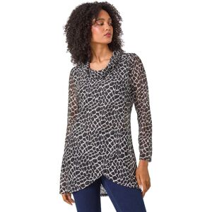 Roman Women's Abstract Print Cowl Neck Stretch Top in Black Size: 10 Black 10 Roman Women's Abstract Print Cowl Neck Stretch Top in Black Size: 10 Black 10