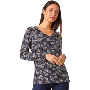 Roman Women's Floral Print Relaxed Stretch Top in Grey Size: 20 Grey 20 Roman Women's Floral Print Relaxed Stretch Top in Grey Size: 20 Grey 20