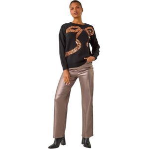 Roman Women's Bow Sequin Detail Knit Jumper in Black Size: 12 Black 12 Roman Women's Bow Sequin Detail Knit Jumper in Black Size: 12 Black 12