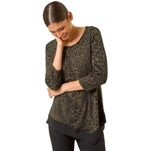 Roman Women's Animal Print Chiffon Asymmetric Hem Top in Khaki Size: 20 Khaki 20 Roman Women's Animal Print Chiffon Asymmetric Hem Top in Khaki Size: 20 Khaki 20