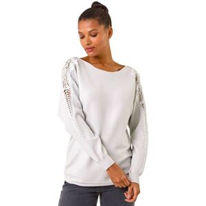 Roman Women's Sleeve Embellished Knit Jumper in White Size: Small White S Roman Women's Sleeve Embellished Knit Jumper in White Size: Small White S