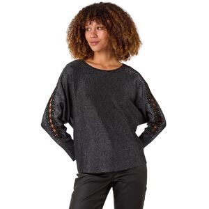 Roman Women's Sleeve Braid Detail Knit Jumper in Black Size: Medium Black M Roman Women's Sleeve Braid Detail Knit Jumper in Black Size: Medium Black M