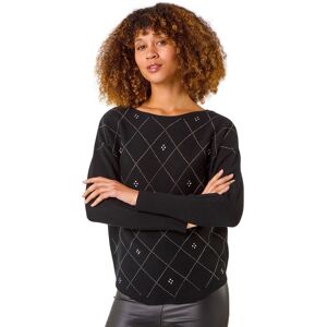 Roman Women's Aryglle Embellished Knit Jumper in Black Size: Small Black S Roman Women's Aryglle Embellished Knit Jumper in Black Size: Small Black S