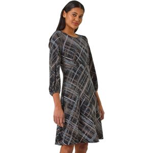 Roman Women's Abstract Linear Stretch Dress in Chocolate Size: 18 Chocolate 18 Roman Women's Abstract Linear Stretch Dress in Chocolate Size: 18 Chocolate 18