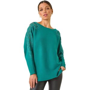Roman Women's Sparkly Sleeve Knit Jumper in Jade Size: 14 Jade 14 Roman Women's Sparkly Sleeve Knit Jumper in Jade Size: 14 Jade 14