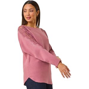 Roman Women's Sparkly Sleeve Knit Jumper in Rose Size: 12 Rose 12 Roman Women's Sparkly Sleeve Knit Jumper in Rose Size: 12 Rose 12