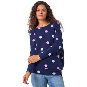 Roman Women's Spot Print Snit Top in Navy Size: 16 Navy 16 Roman Women's Spot Print Snit Top in Navy Size: 16 Navy 16